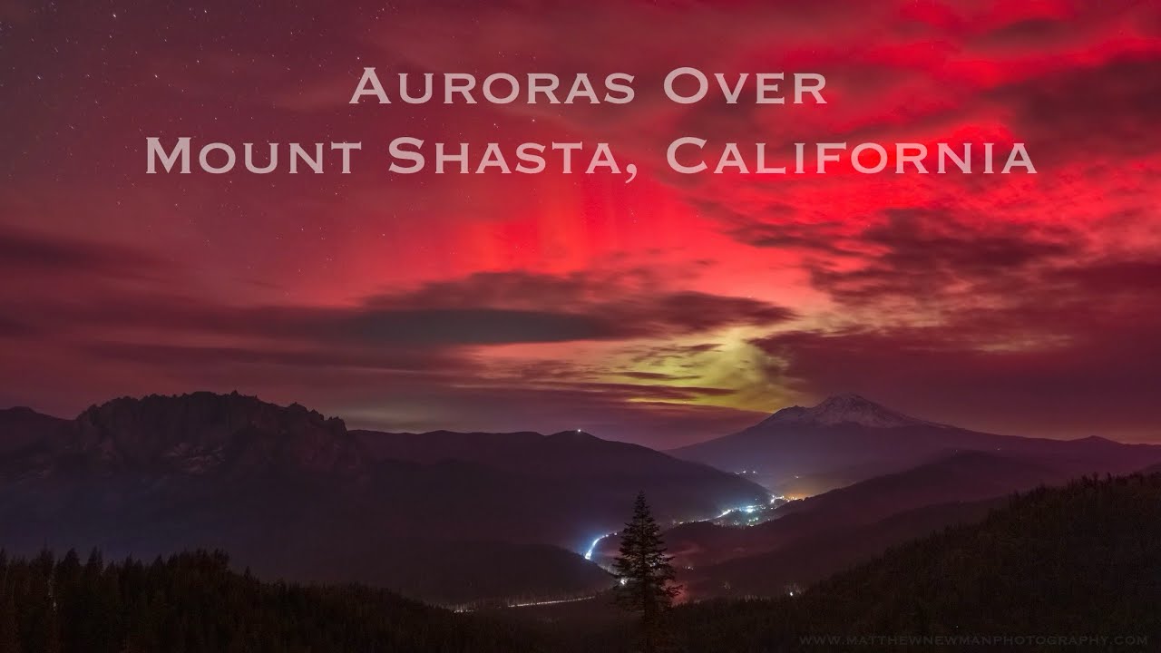 Auroras Over Mount Shasta, California #auroras