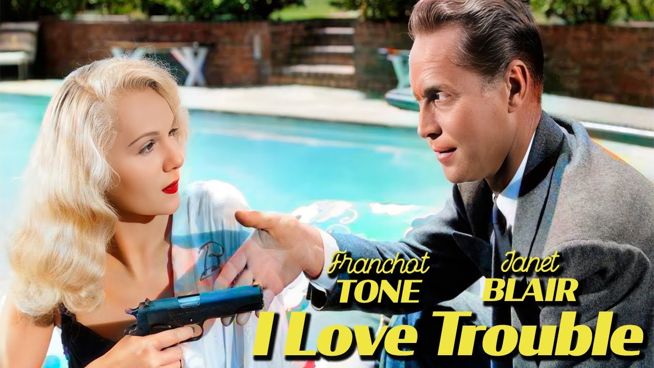 I Love Trouble (1948) Film Noir | Franchot Tone -- A trail of perfume and murder!