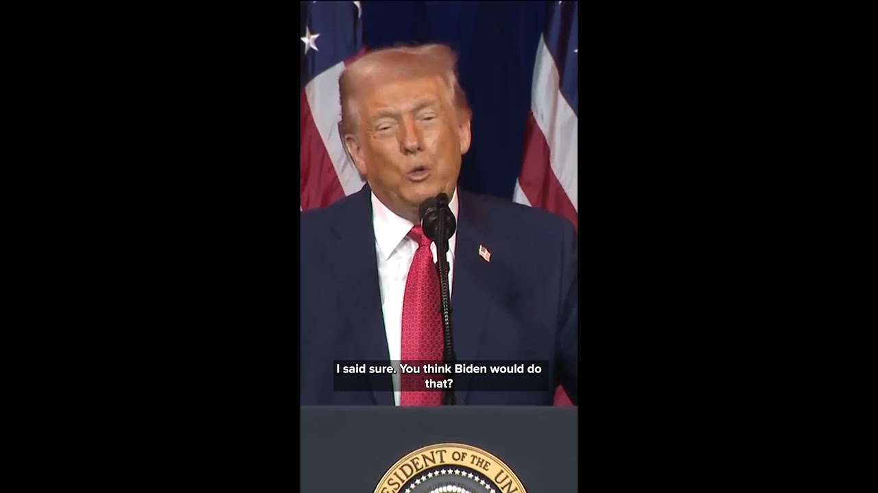 President Trump jokes about Biden not being able to find the exit