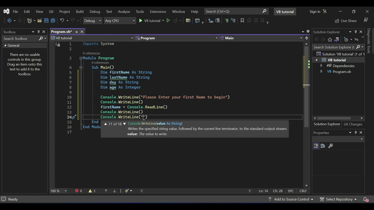 Visual Basic (VB.NET)  Tutorial for Beginners