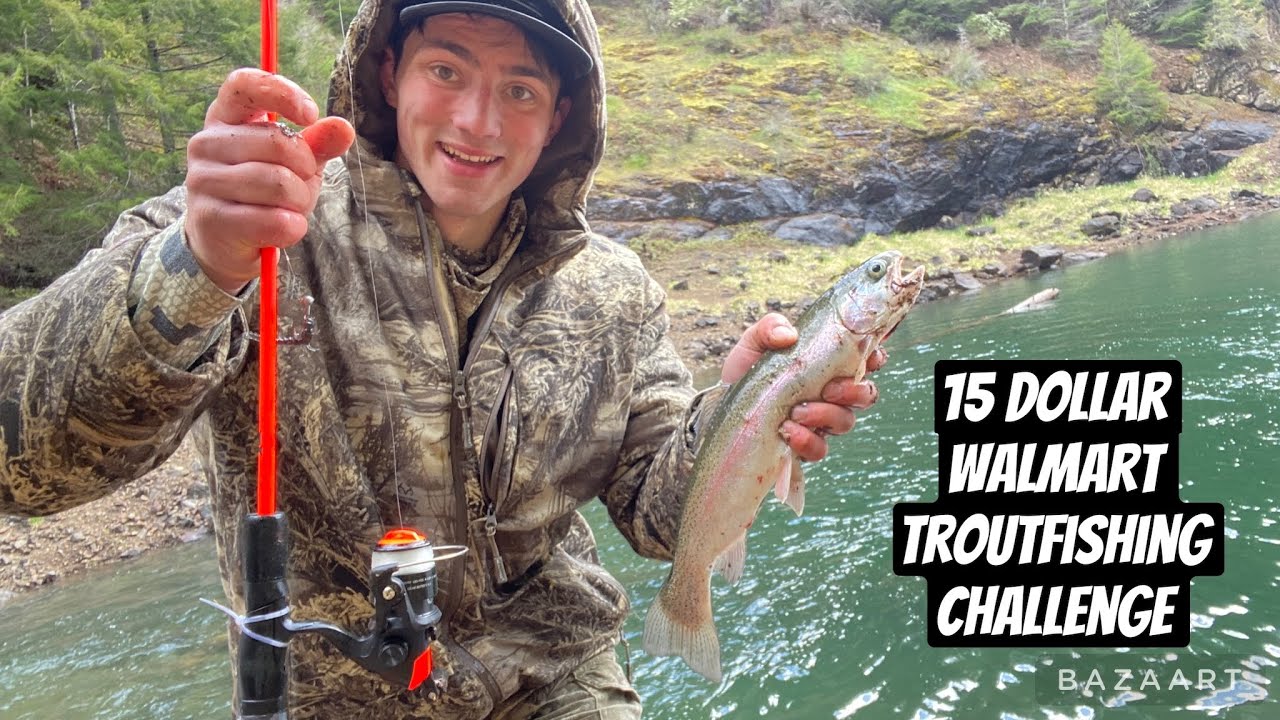 15 dollar Walmart trout fishing challenge. (wayfarer rod review)