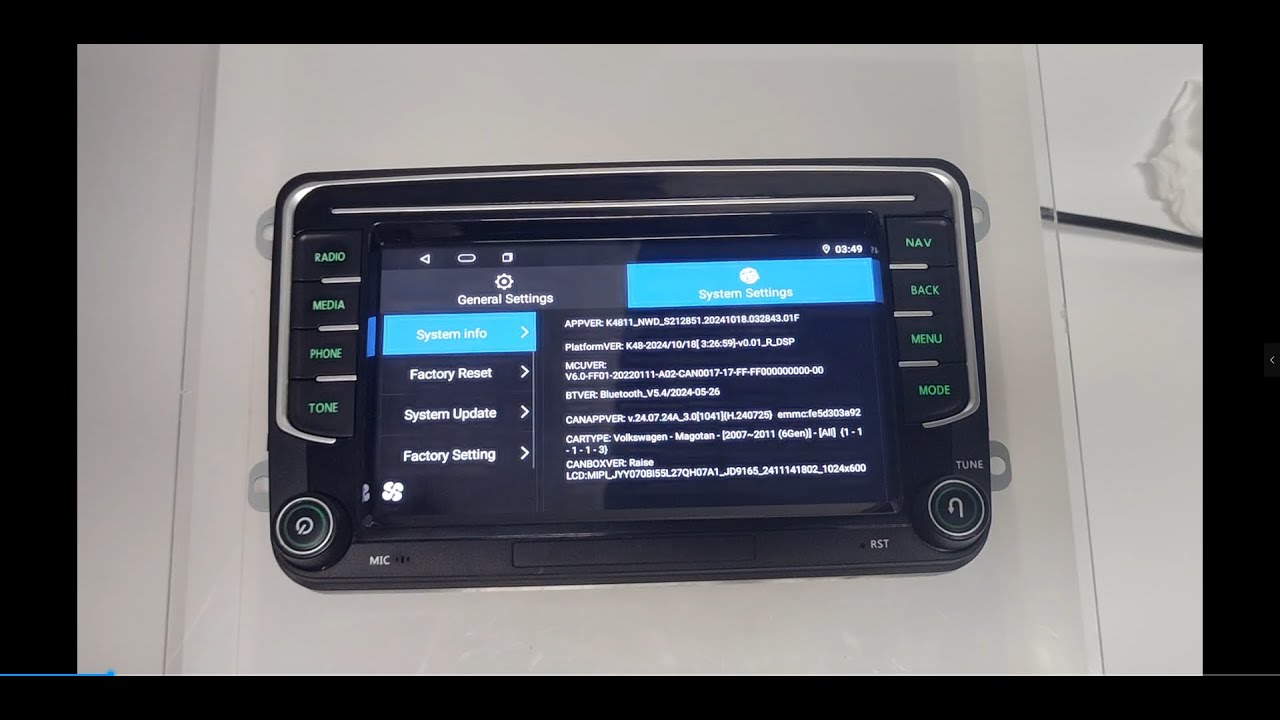 Video for VW Volkswagen Android radio Physical button settings（VW7035N）