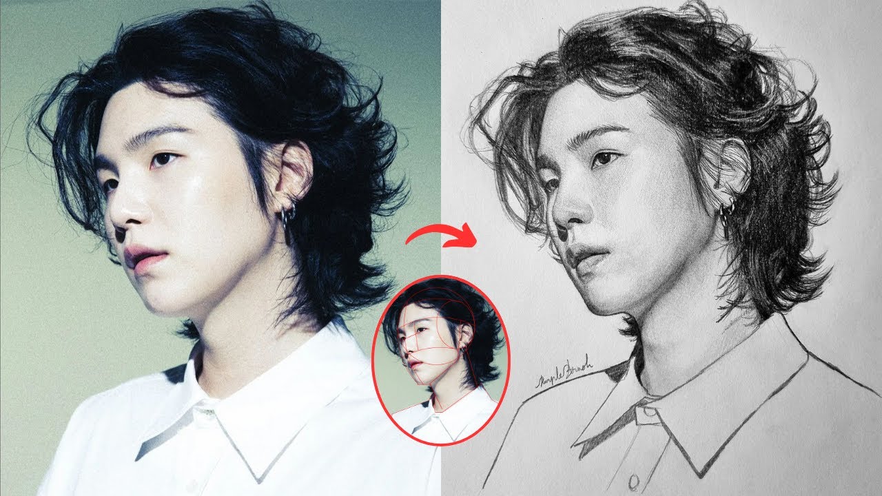 How To Draw BTS Suga step by step || Loomis Method Tutorial for Beginners
