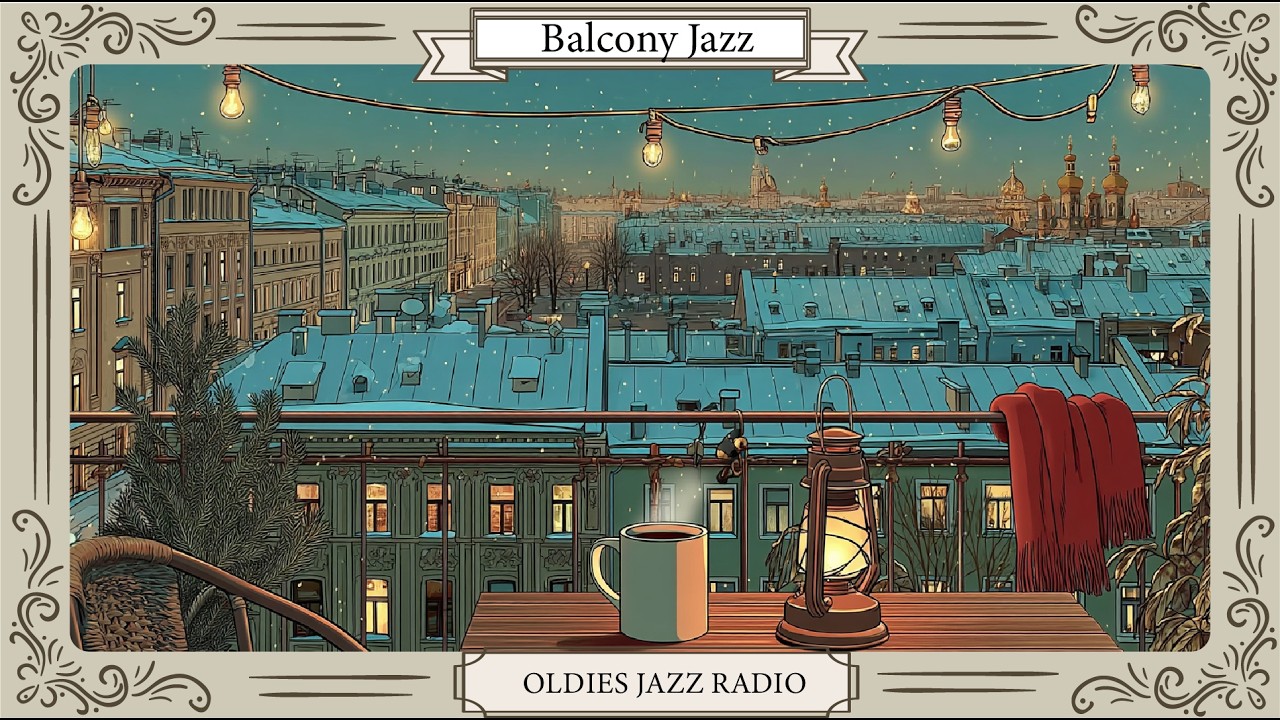Winter Balcony Jazz (2 Hours) ❄️ Rooftop City Lights  | Soft Vintage Instrumental (No Vocals)