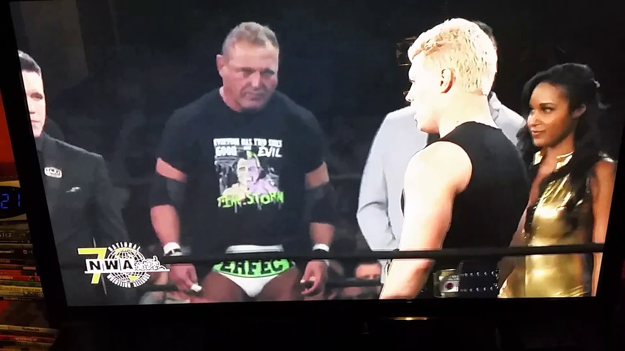 Cody vs Nick Aldis NWA 70 intros