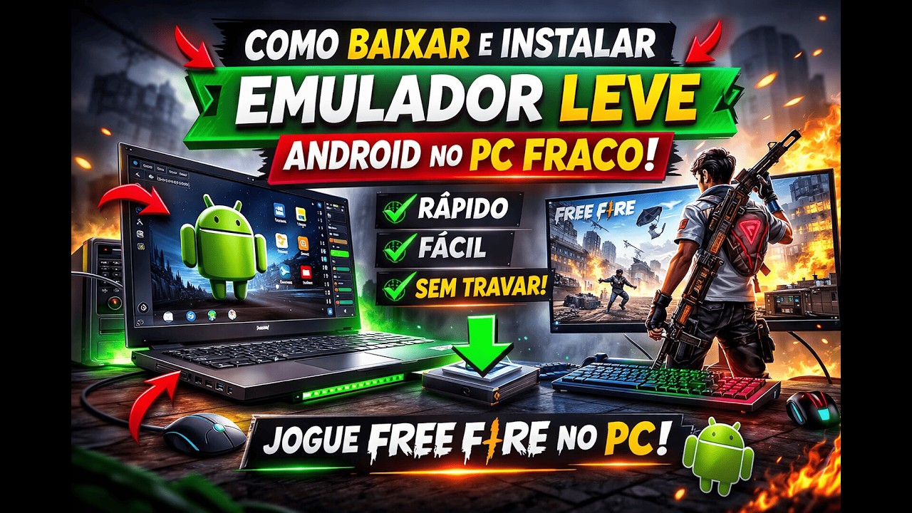 O MELHOR EMULADOR PARA JOGAR FREEFIRE EM PC FRACO!!!