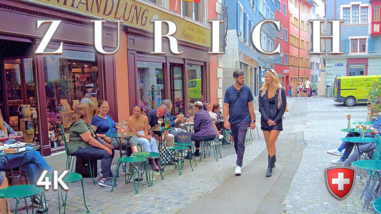 Switzerland Zurich 🇨🇭 Stroll through Old Town / Shopping & Food Streets / Niederdorf 4K