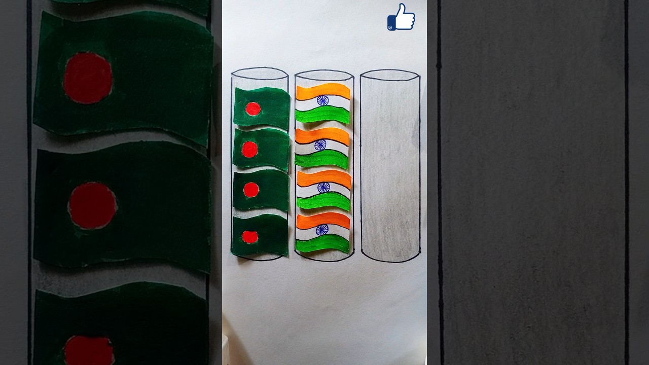 India🇮🇳 💕 Bangladesh🇧🇩 Jana Gana Mana || Independence Day , Republic Day #shorts #flagdrawing #art