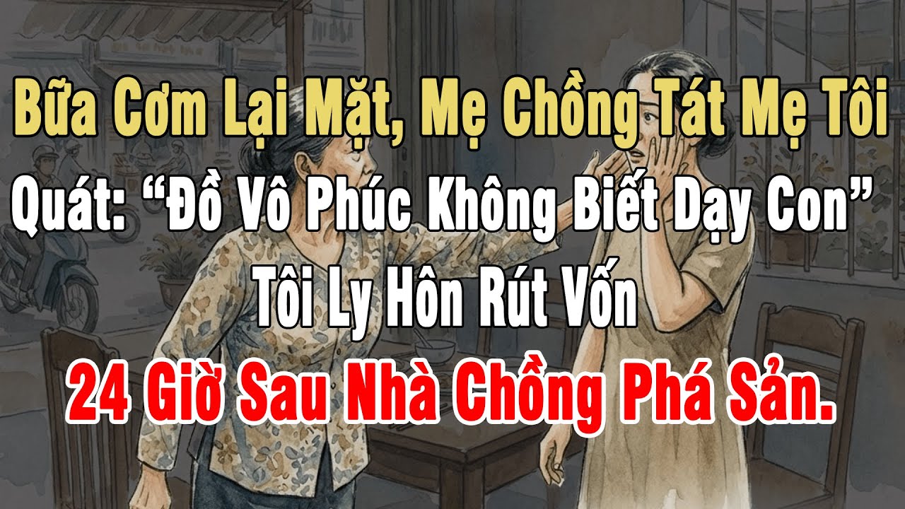 Bữa Cơm Lại Mặt, Mẹ Chồng Tát Mẹ Tôi Quát: “Đồ Vô Phúc Không Biết Dạy Con”. Tôi Ly Hôn. 24 Giờ Sau