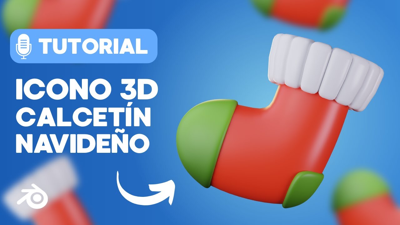Icono 3D Calcetín Navideño | Christmas Stocking 3D Icon | Blender 5.0