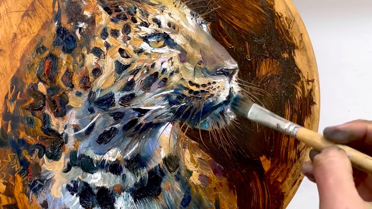 Leopard in Oil on Wood | by Richard Somonte.