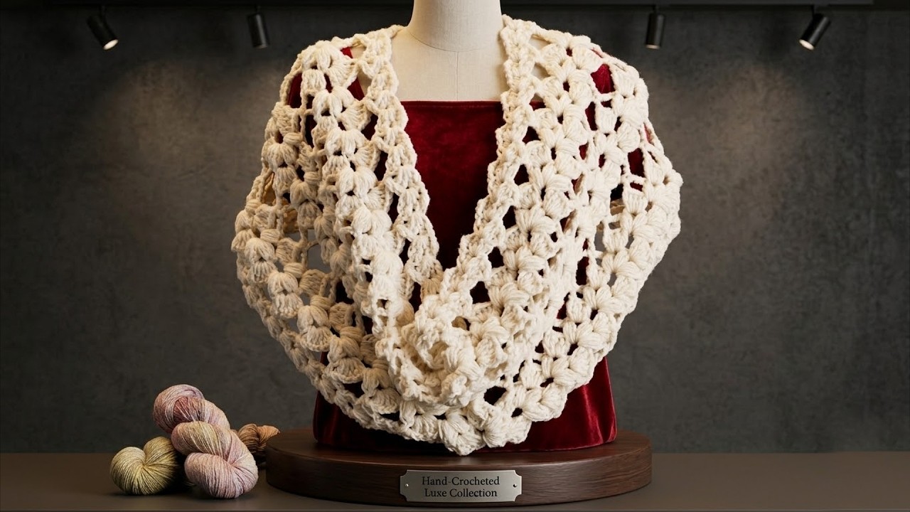 Crochet cowl tutorial (Eng sub) I Hướng dẫn móc khăn ống họa tiết con sò