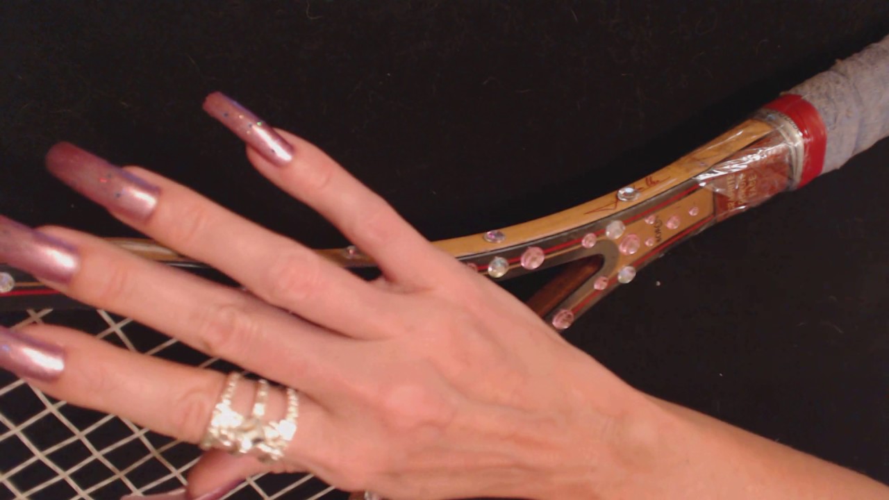 ASMR Request ~ Tennis Racket Tapping (Long Nails)