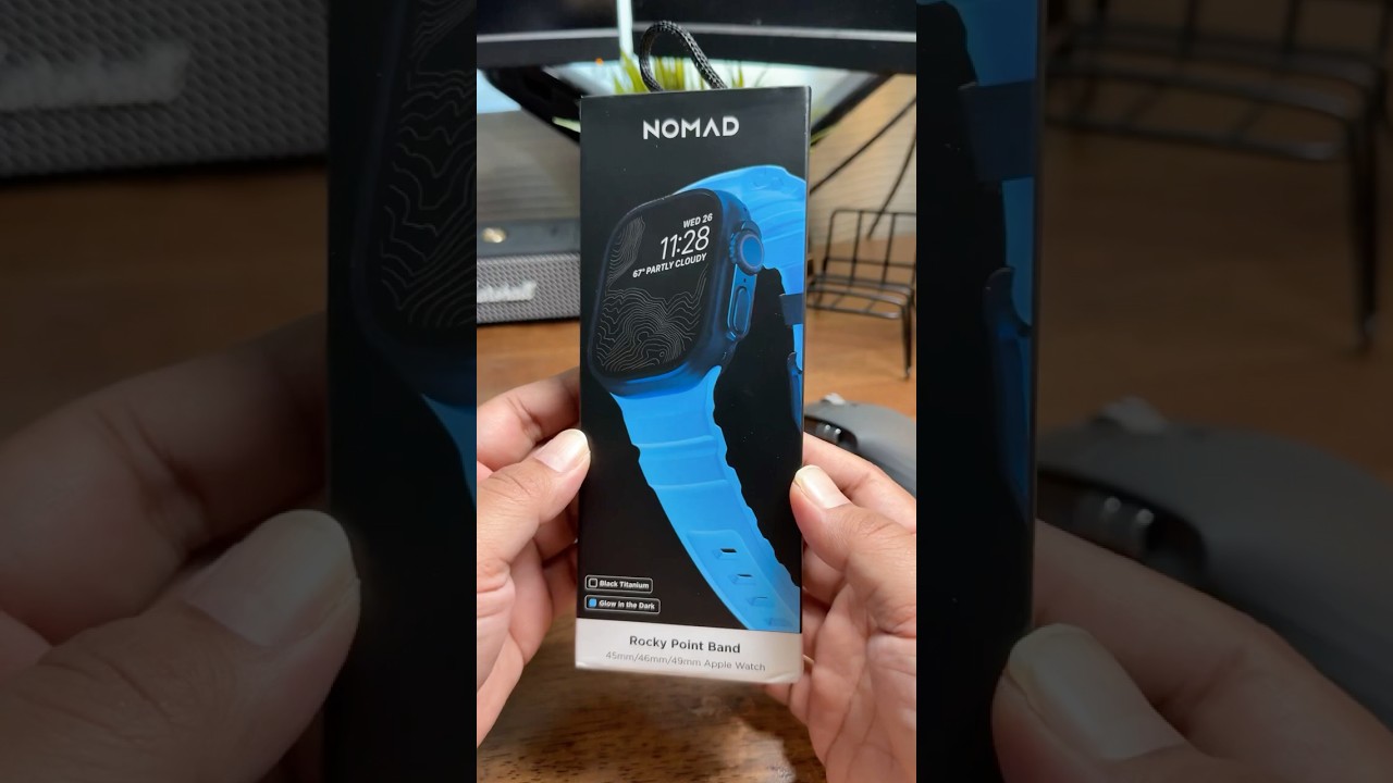 NOMAD Rocky Point Band Black Hardware - Icy Blue Glow in The Dark #applewatch #AppleWatchUltra2