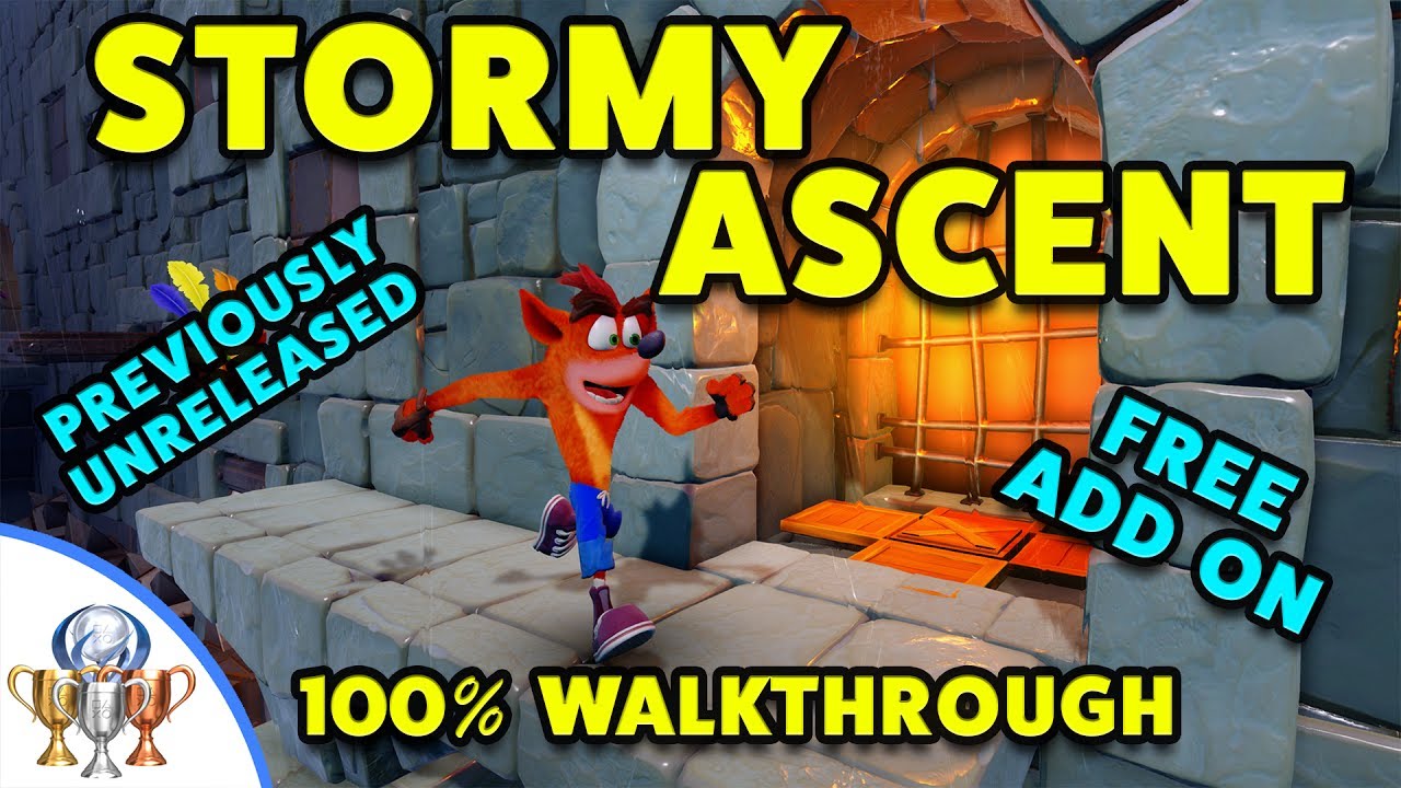 Crash Bandicoot Stormy Ascent 100% PS4 Walkthrough - Cut From Original, Unreleased VERY HARD Level