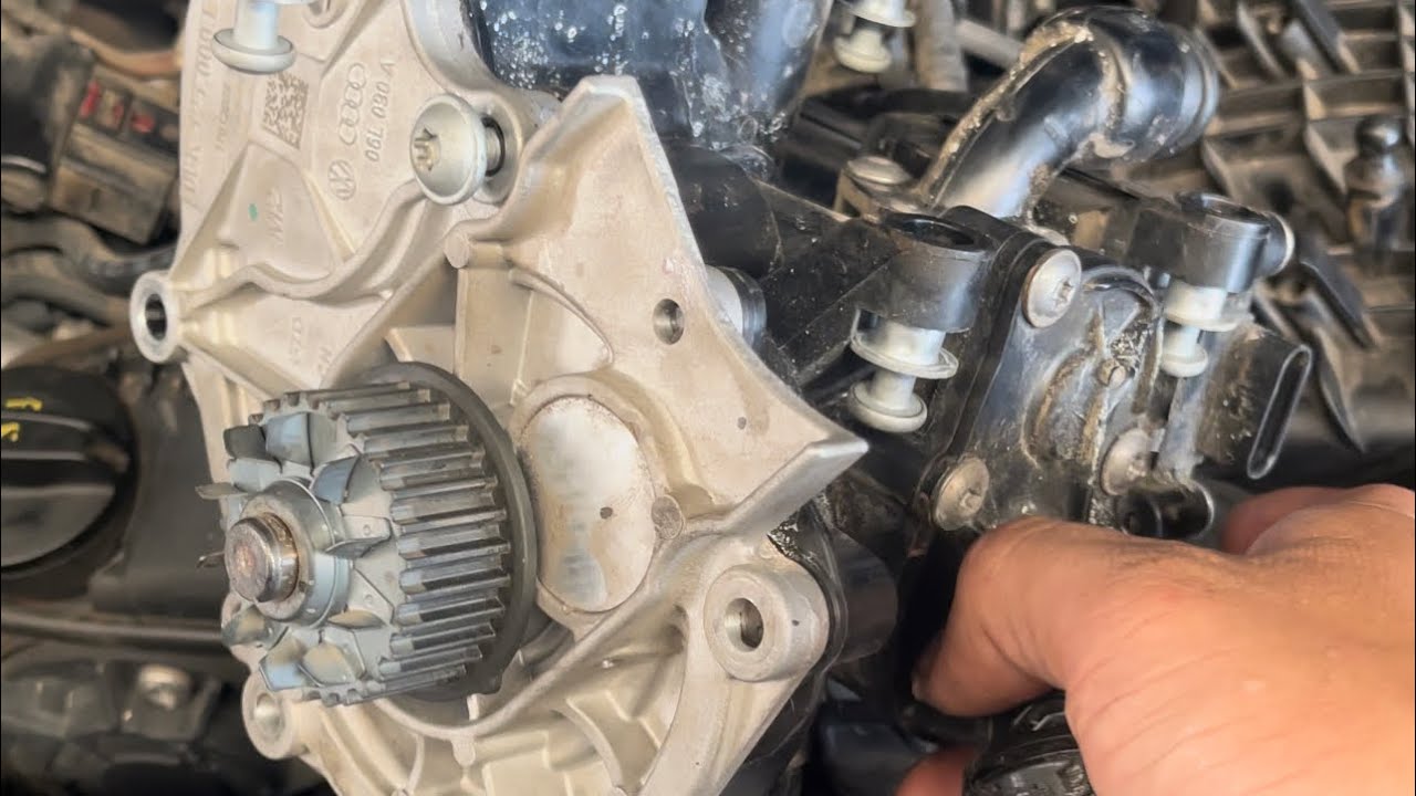 Water pump with thermostat replacement . Porsche 95B Macan 2.0L 2015-18, Repair, Location.!!!