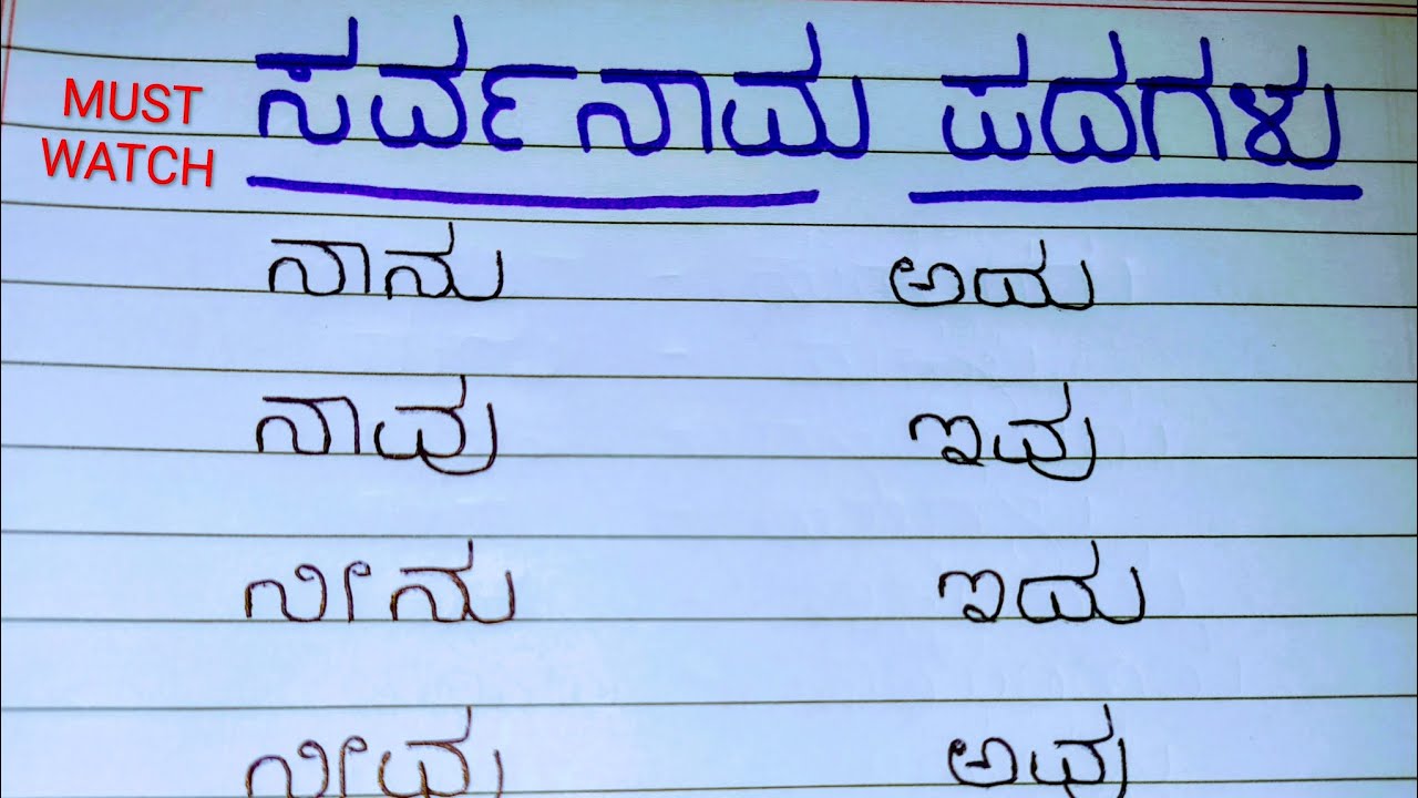 ಸರ್ವನಾಮ ಪದಗಳು ಉದಾಹರಣೆಗಳೊಂದಿಗೆ | Examples of Sarvanaamagalu in kannada #viral 
