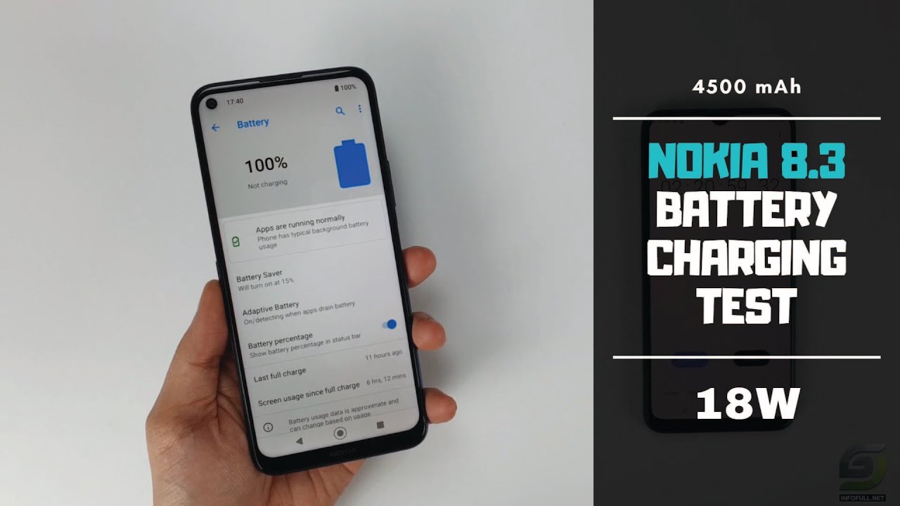Nokia 8.3 Battery Charging test | 18W fast charger 4500 mAh