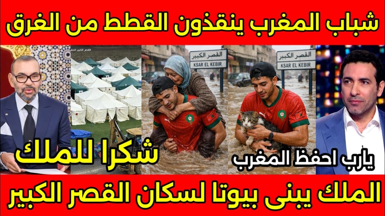 مواقف تاريخيه لشباب المغرب ينقذون سكان وقطط فى القصر الكبير والملك يبنى بيوتا لاهالى القصر الكبير🇲🇦