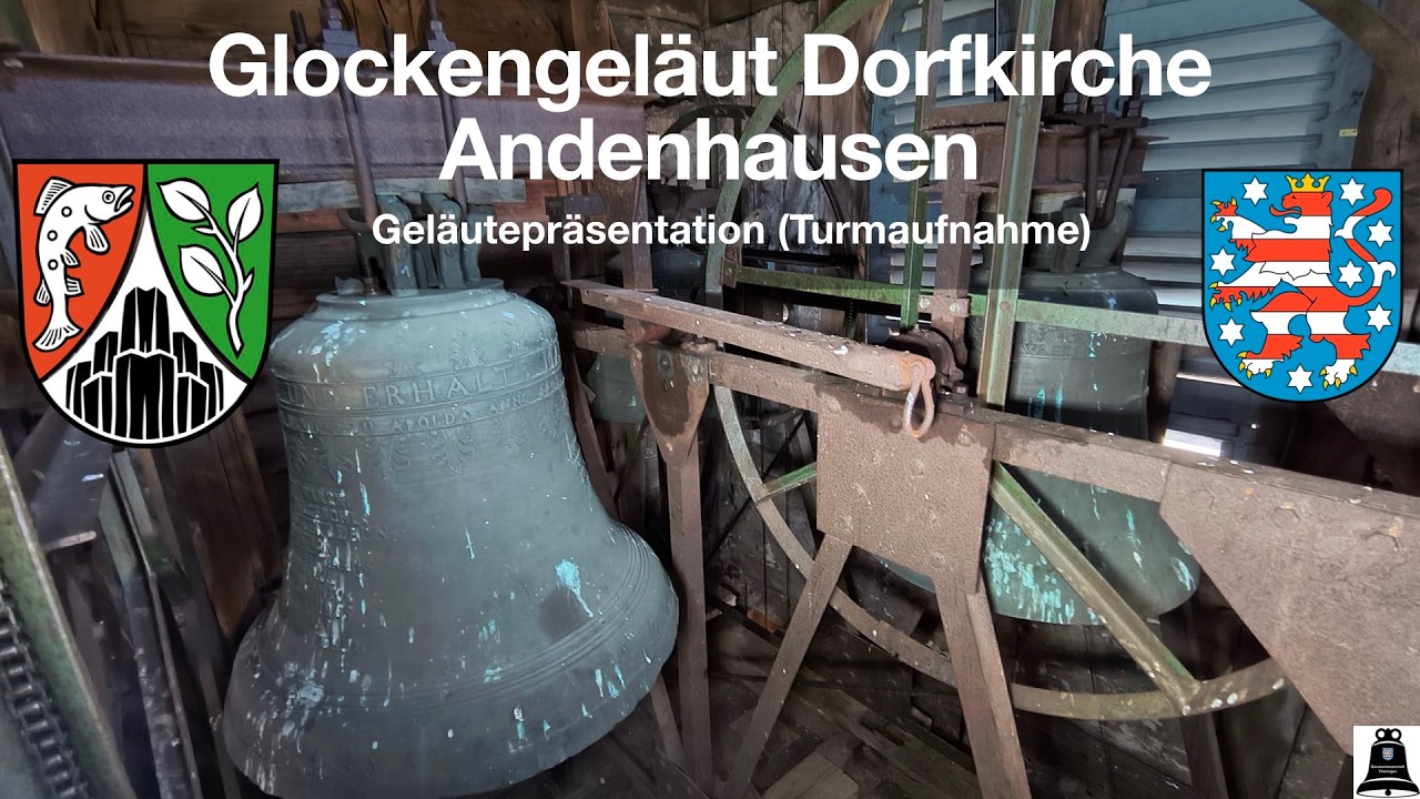 Andenhausen (D), Die Glocken der ev. Dorfkirche, Geläutepräsentation (Turmaufnahme)