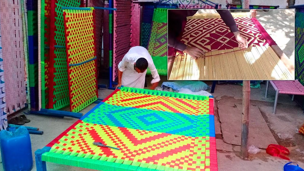 Amazing Technique of Weaving a Cot | eautifully designed nylon rope cot | Streets of Pakistan