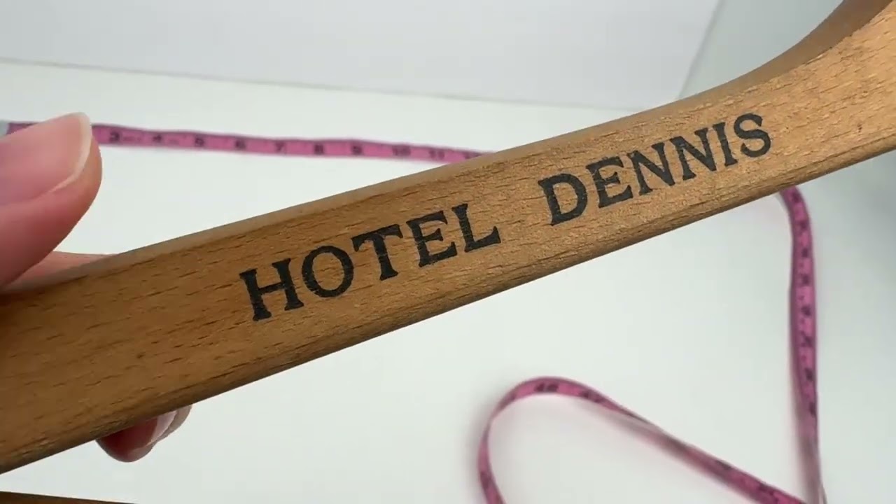Vintage Tan Wooden Hotel Dennis Atlantic City New Jersey NJ Clothing Jacket Hanger