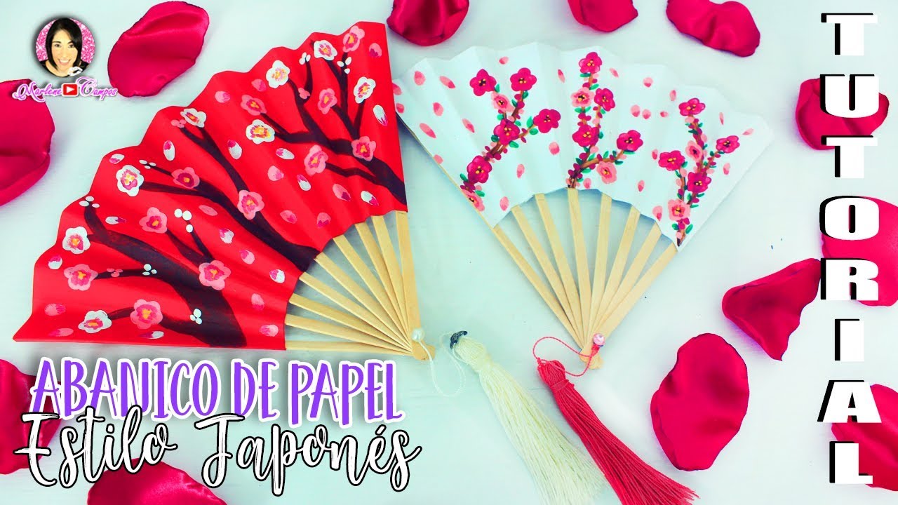 ABANICO DE PAPEL ESTILO JAPONÉS Tutorial Paso a Paso por DIY con Marlene Campos