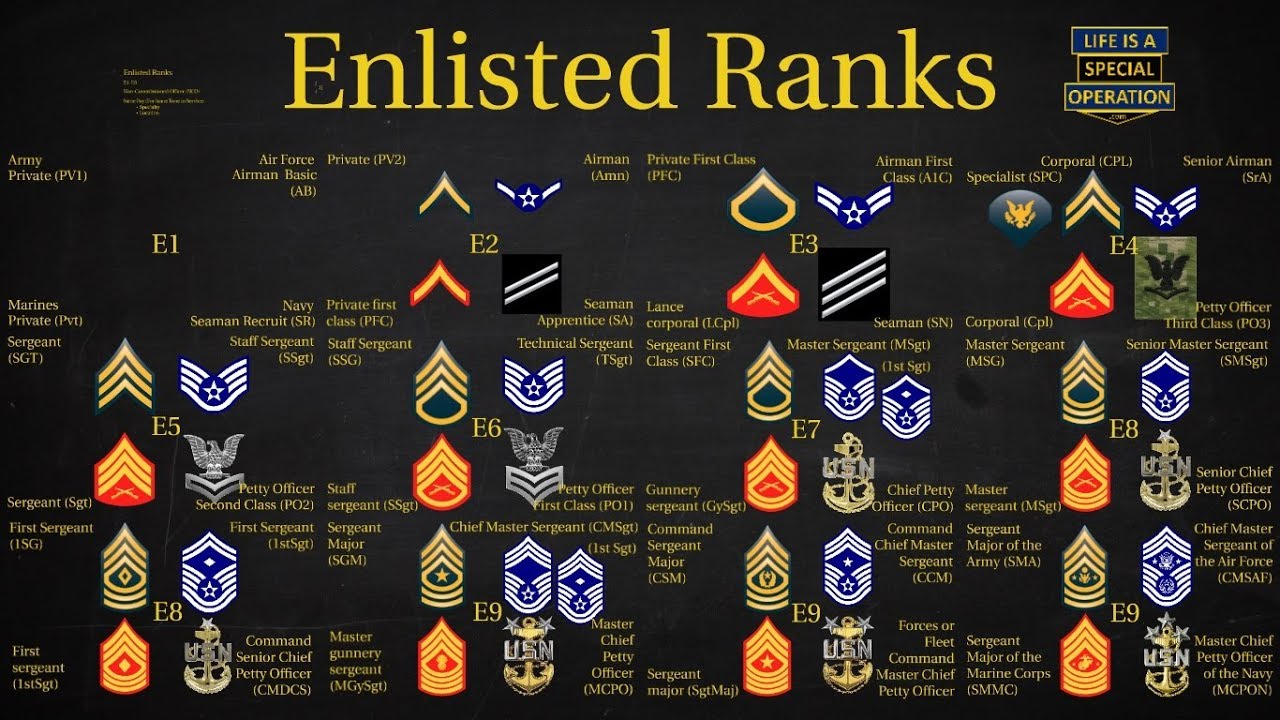 US Military (All Branches) ENLISTED Ranks Explained
