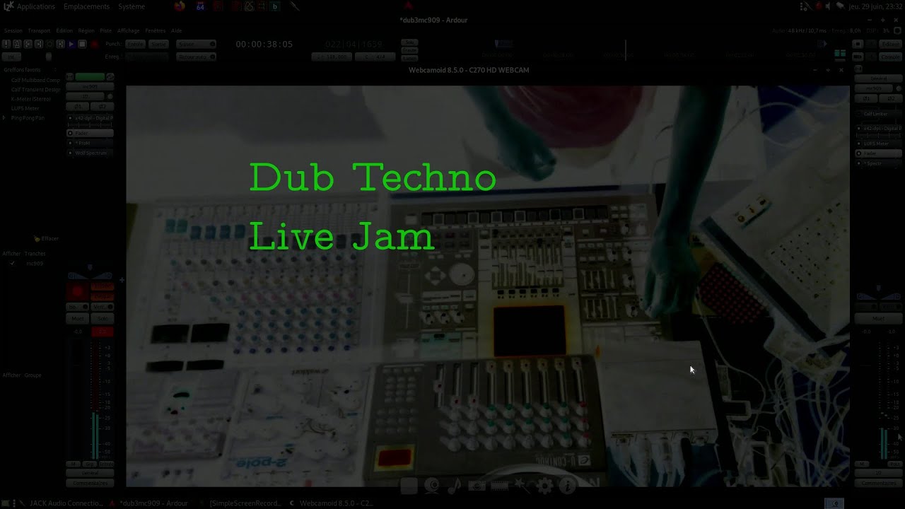 Dub Techno live jam / Mc 909 / Zynaddsubfx / Cardinal / NoiseMaker