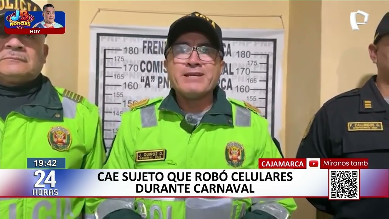 Cae presunto roba celulares del Carnaval de Cajamarca