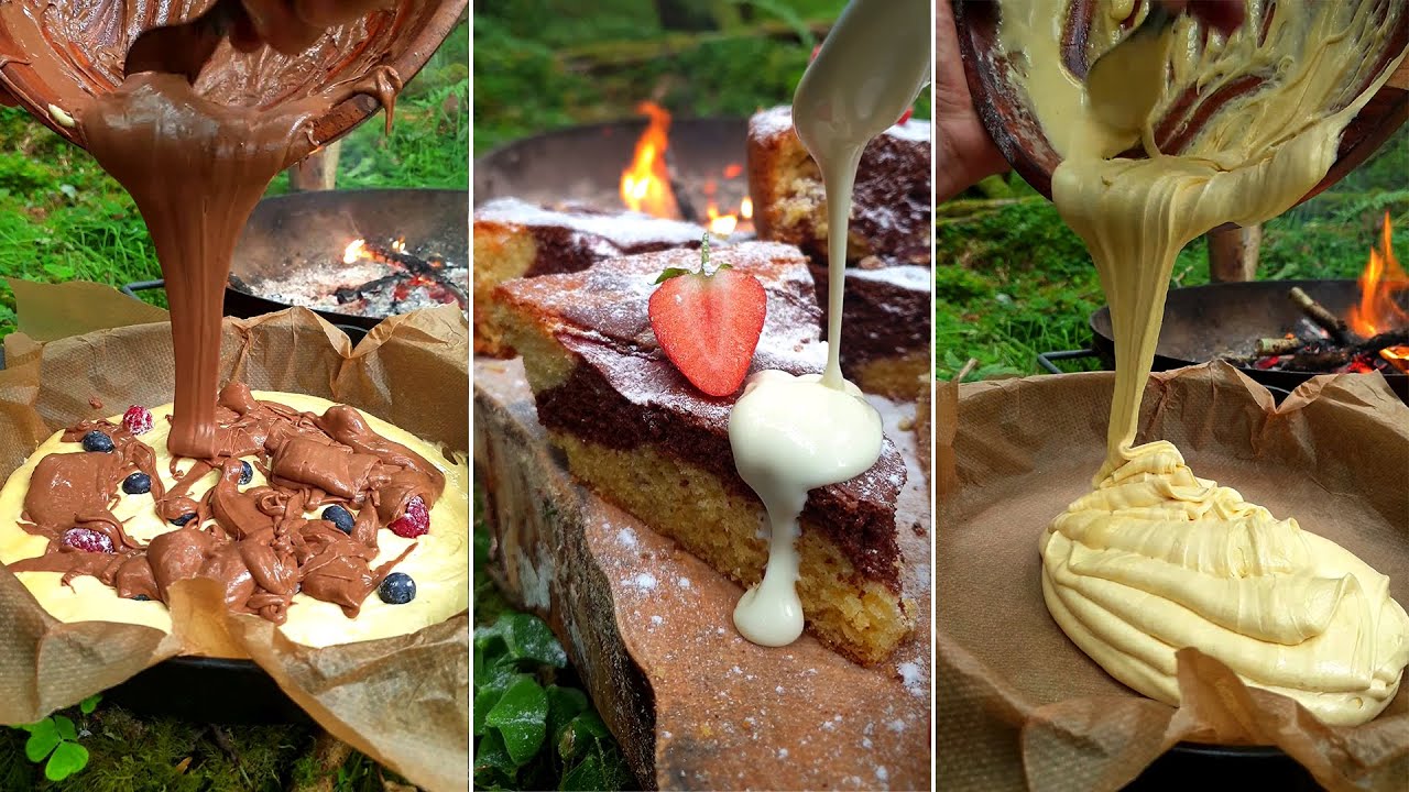 Campfire baking 🔥😱💯 Ciasto z Ogniska 😱‼ ASMR