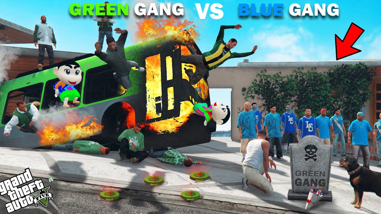 Shinchan Green Gang Fall In Their Own Trap Before Franklin Blue Gang In GTA 5!