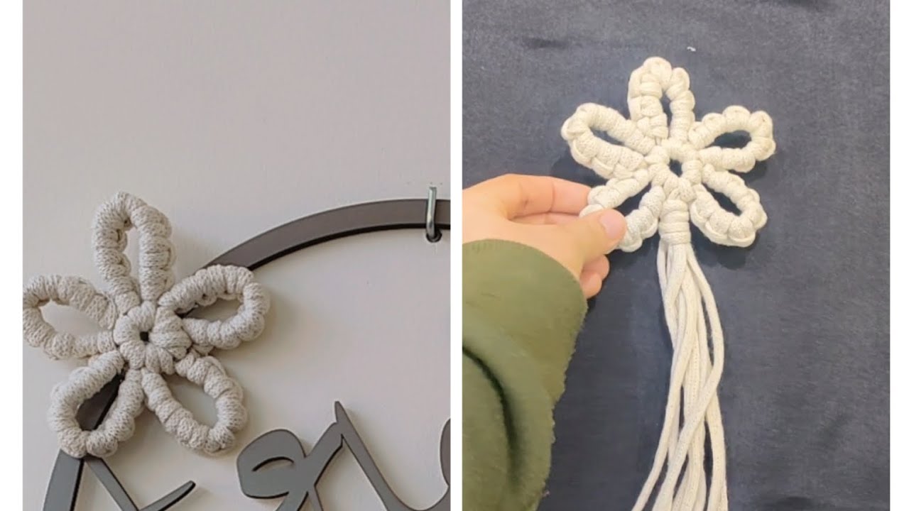 وردة مكرمية سهلة و شكلها حلو و ممكن نستخدمها لتزيين جدارية أو سحابة 😍 - 🌸macrame flower
