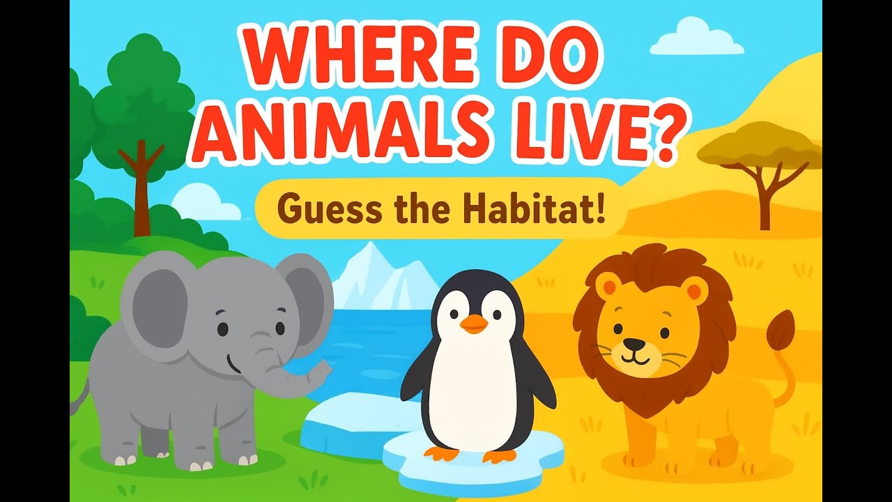 Where Do Animals Live? 🌍 | Fun Guessing Game for Kids 🐘🐧🦁