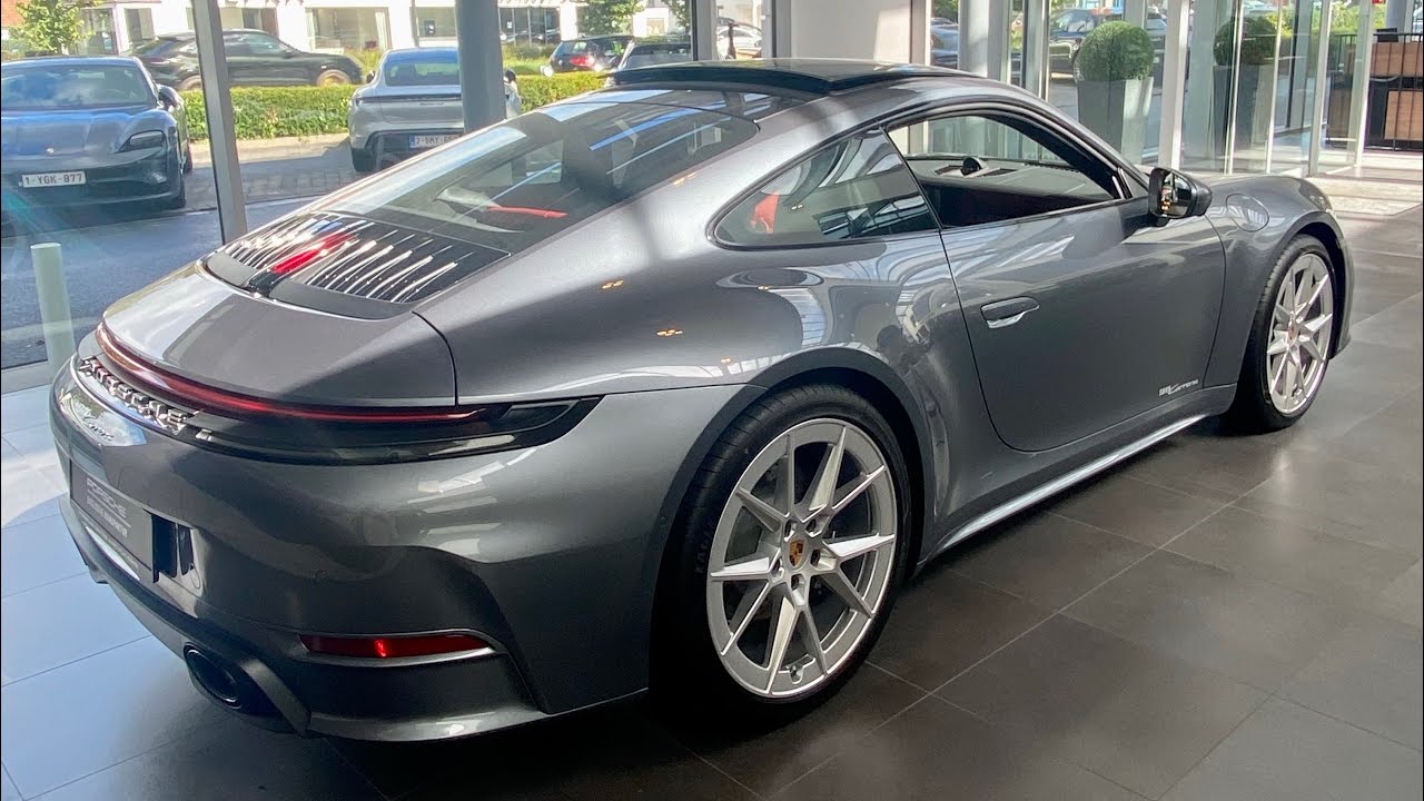 New Porsche 911 Carrera in Vanadium grey over Red interior Walkaround