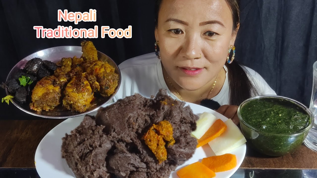 कोदो को ढिडो र सिस्नु,अचार,सलाद || Chicken Leg Piece || Rubi Rai Mukbang || Sisnu & Dhido || Salad