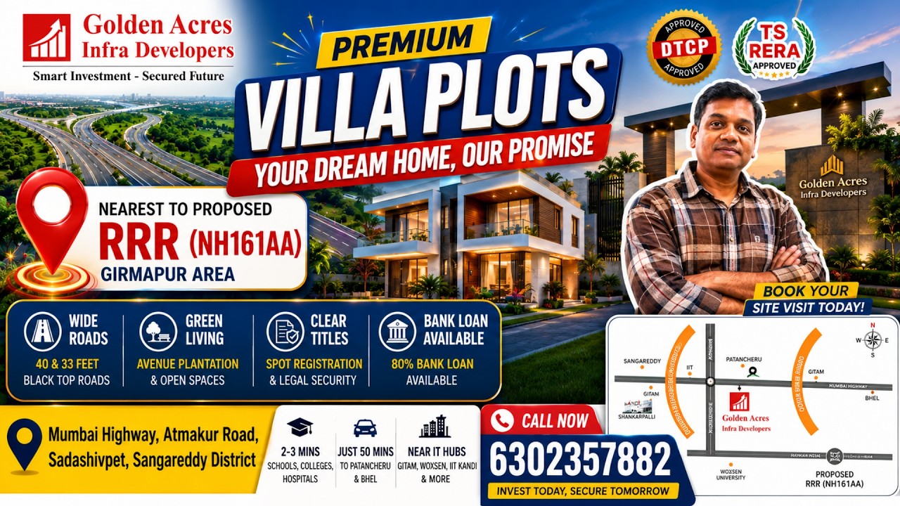 A Prestigious Open Plot Town View Duplex Villa Project by Golden Acres Infra Developers, Sadashivpet