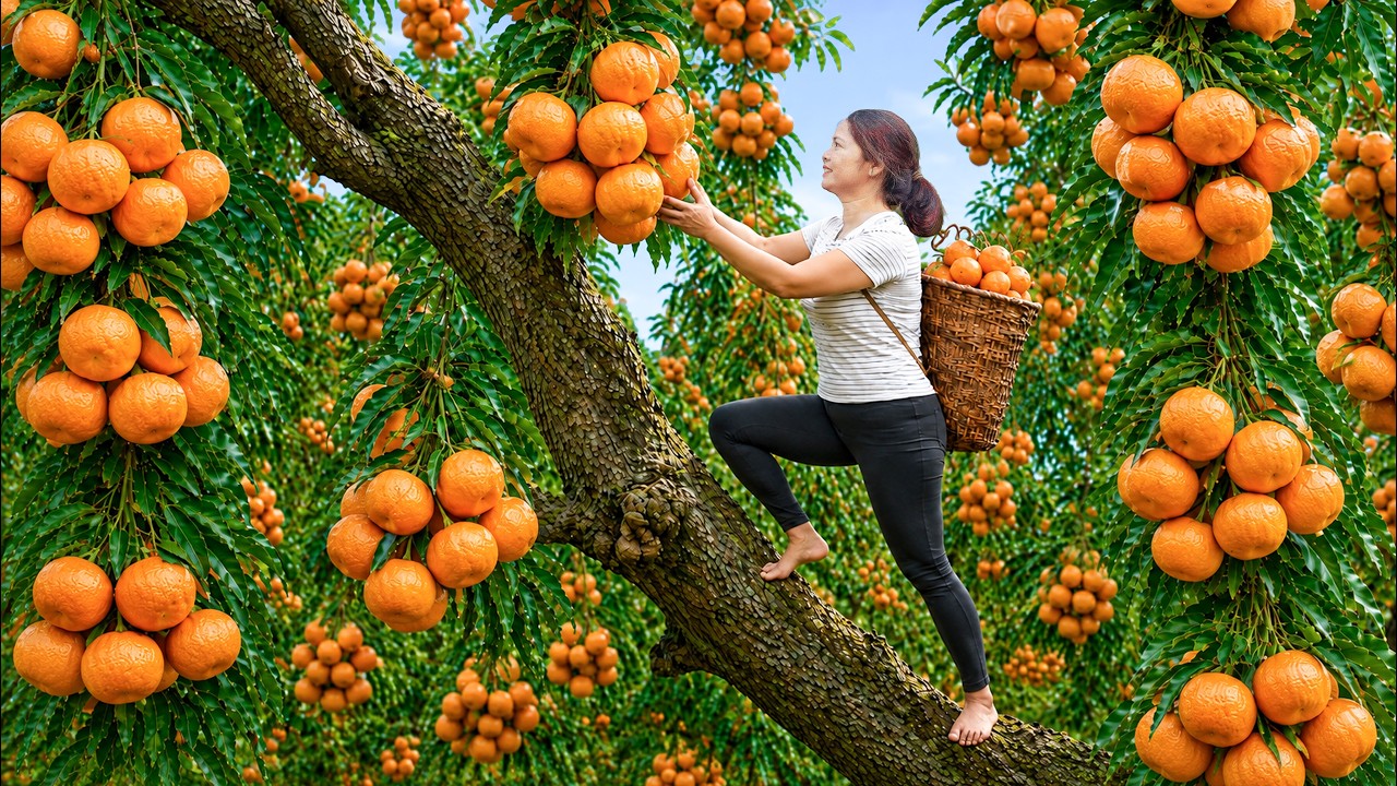 Harvesting Giant Tangerines to Sell | Cooking Juicy Traditional Grilled Meat