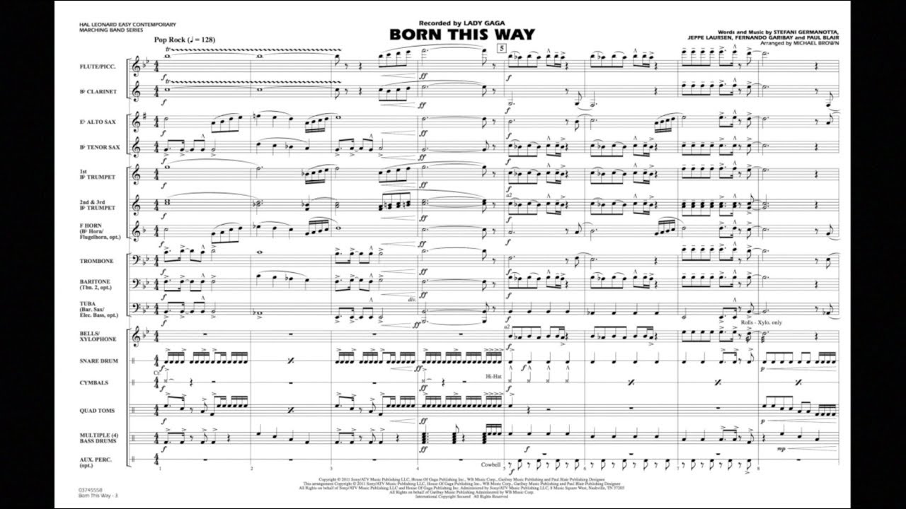 Born This Way arranged by Michael Brown