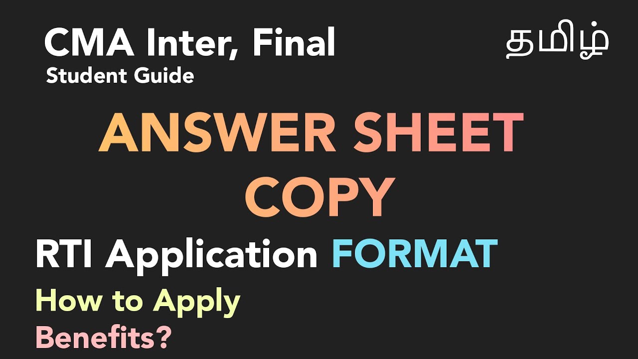 Answer Sheet / RTI Copy Application Format CMA Inter Final Tamil