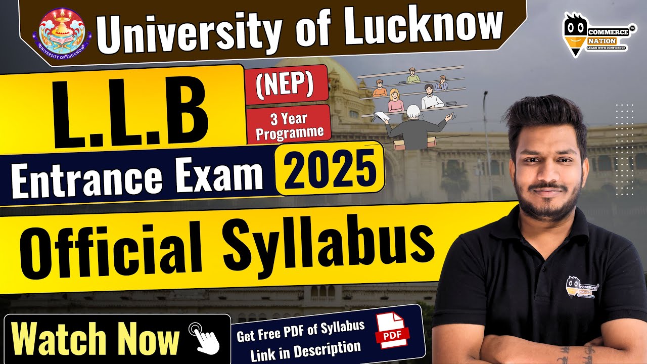 Lucknow University L.L.B Entrance 2025 Official Syllabus  | LU LLB (3 Yr) Entrance Syllabus 2025