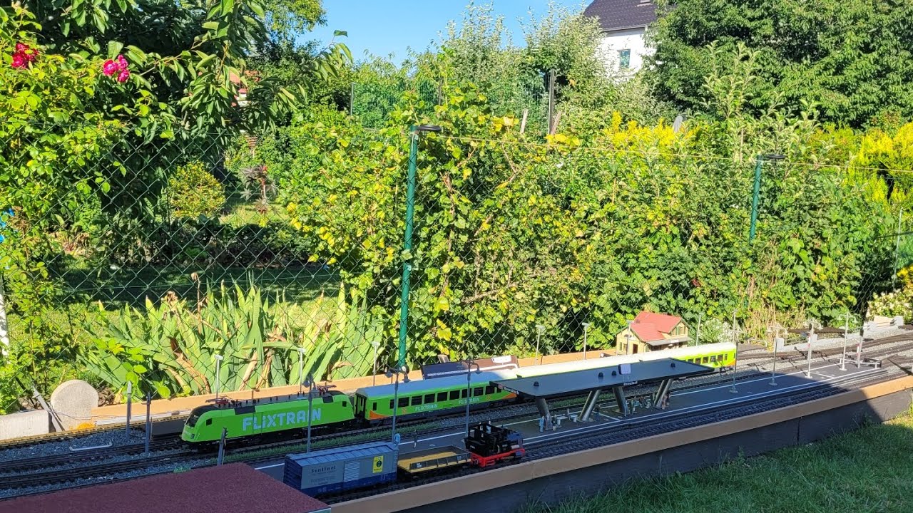 Morgenfahrten auf meiner Gartenbahn mit V60 und Flixtrain Piko Spur G