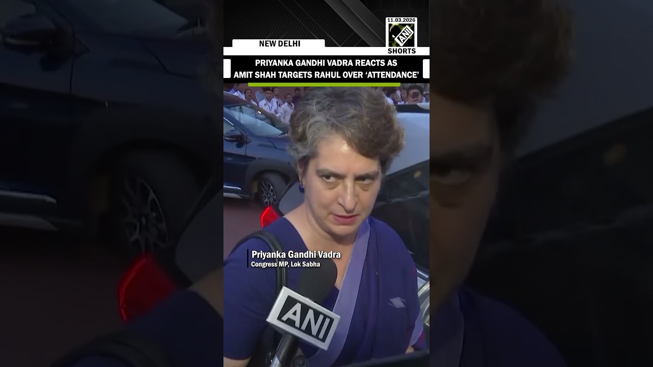 Congress MP Priyanka Gandhi Vadra reacts as Amit Shah targets Rahul Gandhi over &lsquo;attendance&rsquo;