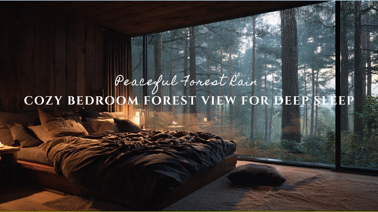 Peaceful Forest Rain | Cozy Bedroom Forest View for Deep Sleep