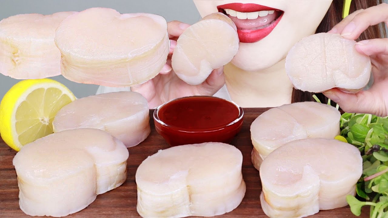 ASMR RAW SCALLOPS SASHIMI 관자회 먹방  ホタテの刺身MUKBANG EATING SOUNDS.