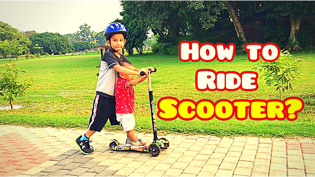 TEACHING TODDLER HOW TO RIDE SCOOTER!!! - Shaheer and Shahmeer