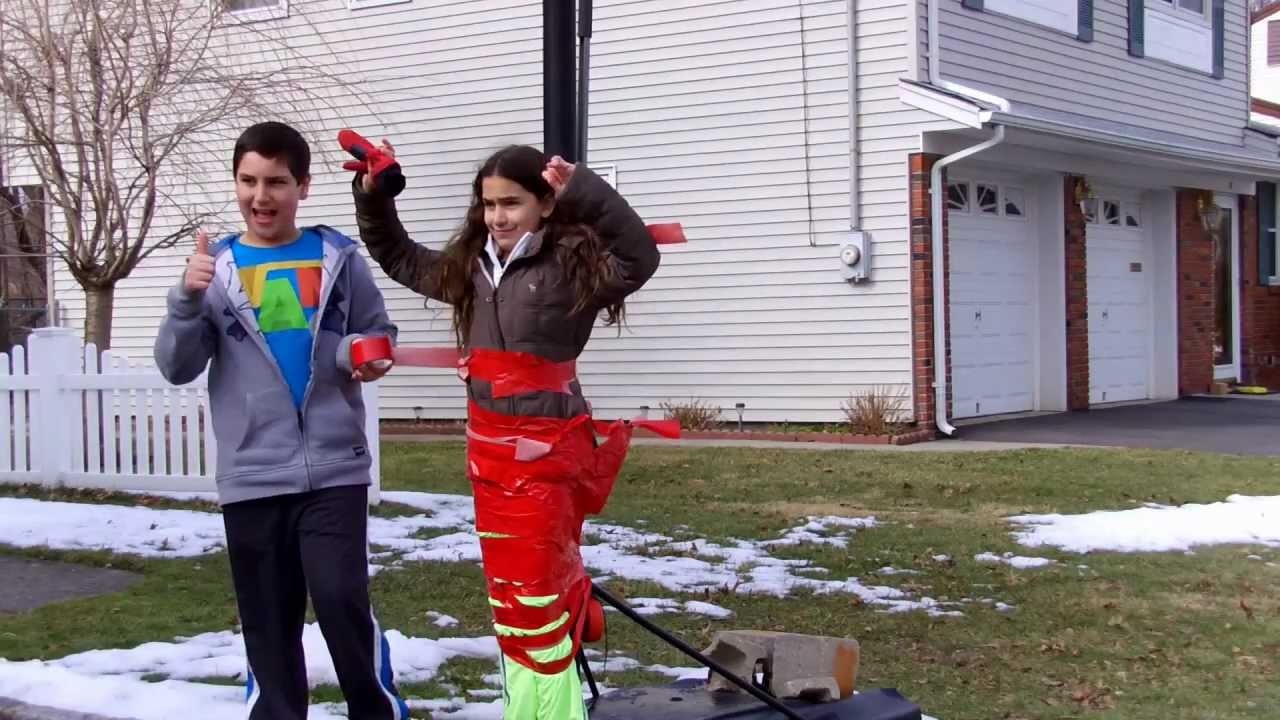 Duct taped to a Tree/Basket Ball Hoop