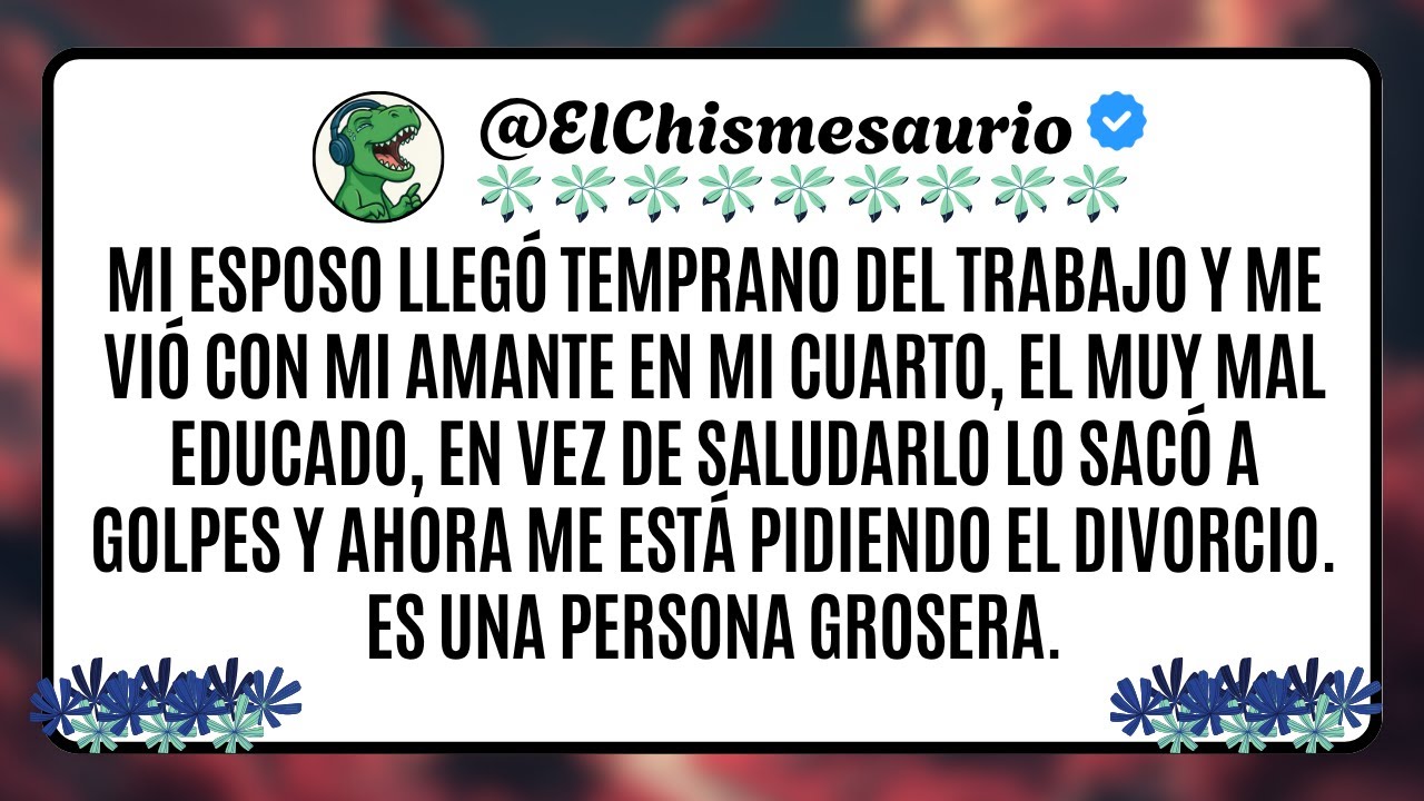 Mi esposo llegó temprano del trabajo y me vió con mi amante en mi cuarto, el muy mal educado, en vez