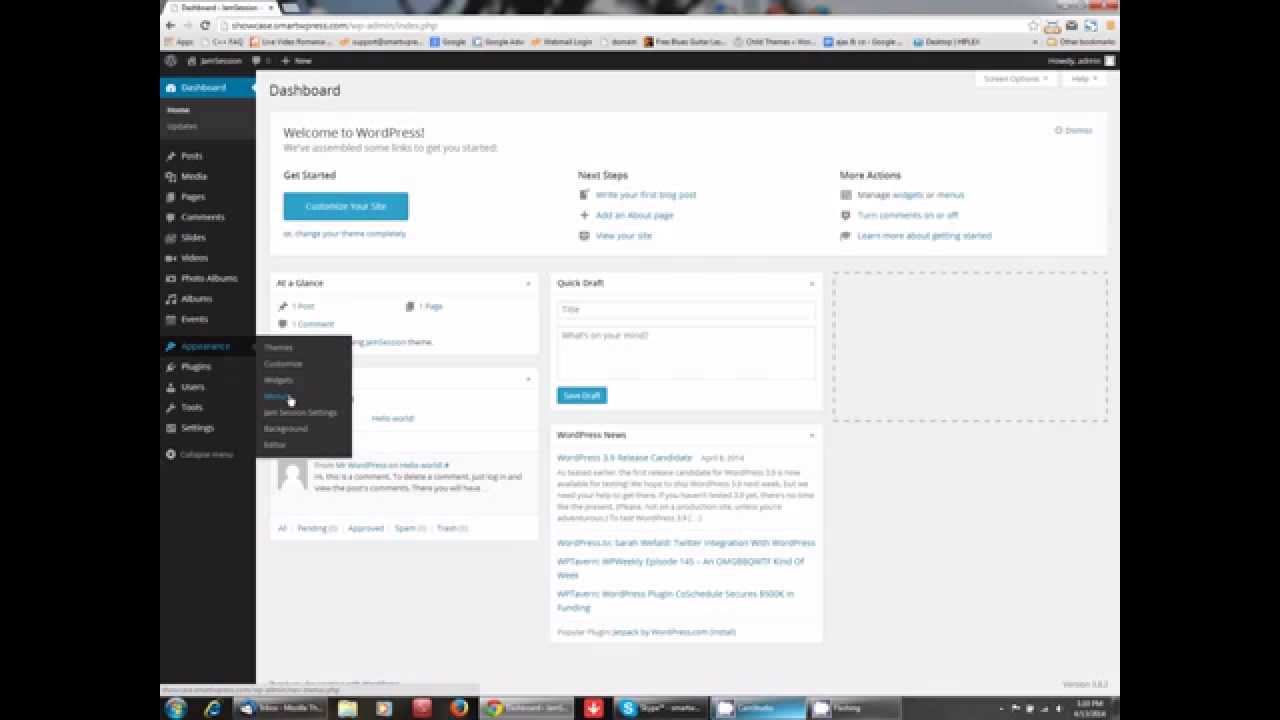 JamSession Music Band Wordpress Theme - Creating Menu