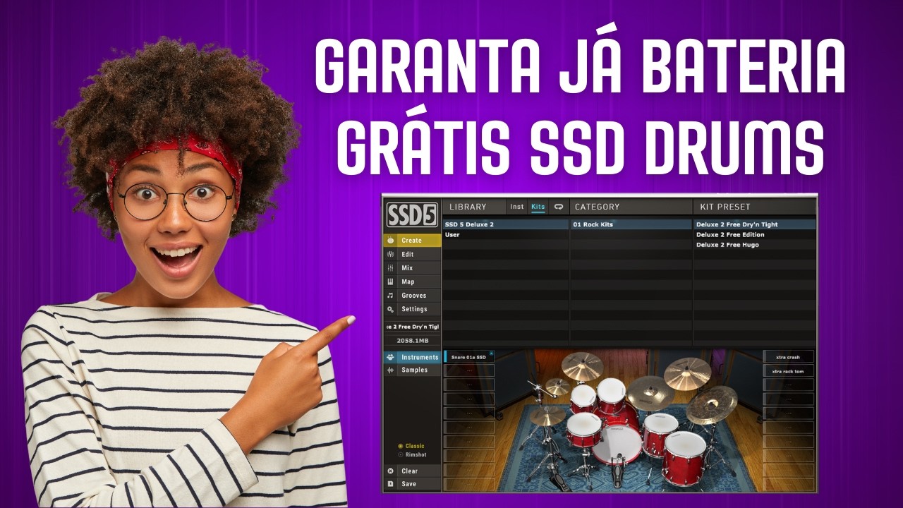 GARANTA JÁ! Bateria Grátis SSD Drums da Slate Digital (Som Profissional!) 